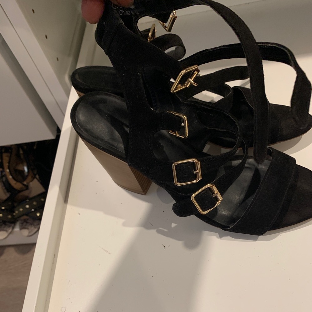 Multi buckle detail heeled sandal